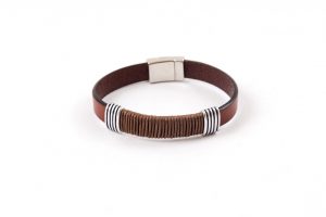 Bracelet cuir et coton ciré REF 0116